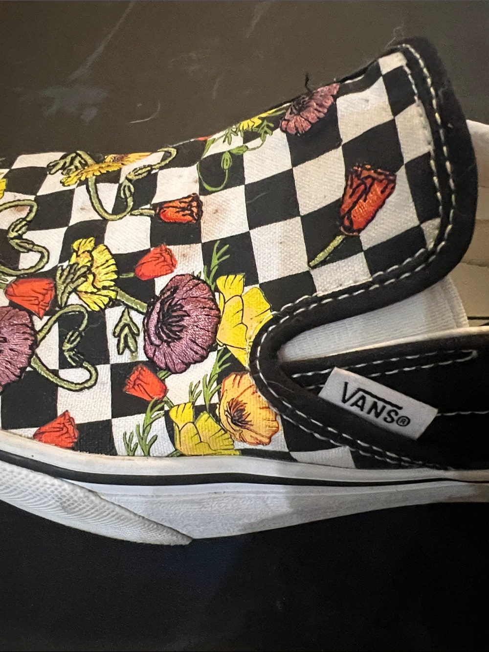 Vans poppy checkerboard platform Slip-Ons Floral Print used - Picture 10 of 12